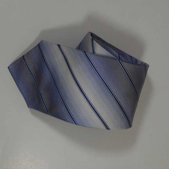 GRUPPO ARTIGIANI Navy Gray Silk Tie Striped - Picture 8 of 12